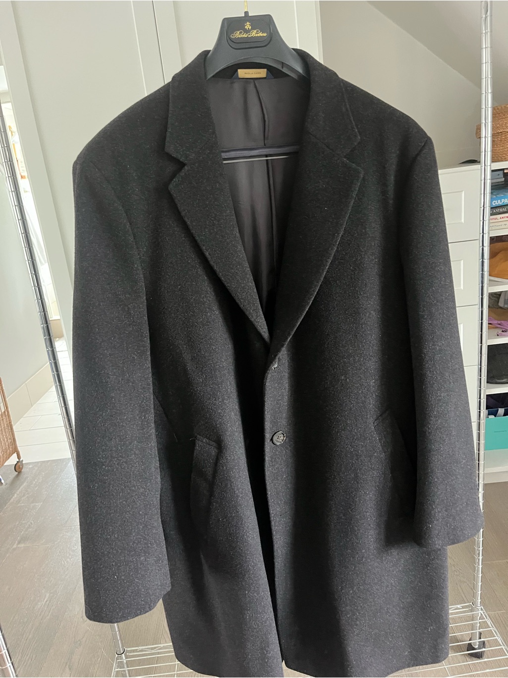 Brooks Brothers Wool Top Coat, Charcoal, Regent Fit